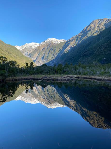 istock Mirror lake with reflected image of ridge 1254133877