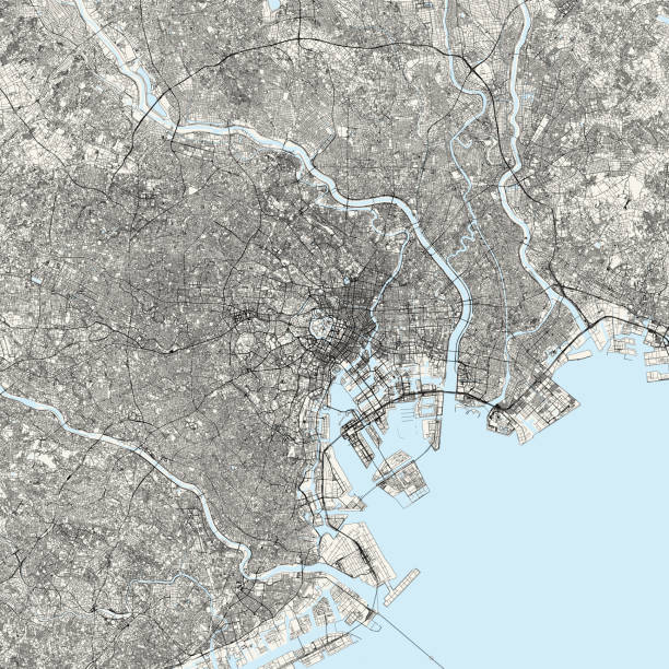 tokio, japonia vector mapa - harajuku district stock illustrations