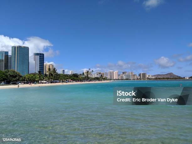 Ala Moana Beach Park With Office Building And Condos In The Background  Stock Photo - Download Image Now - iStock