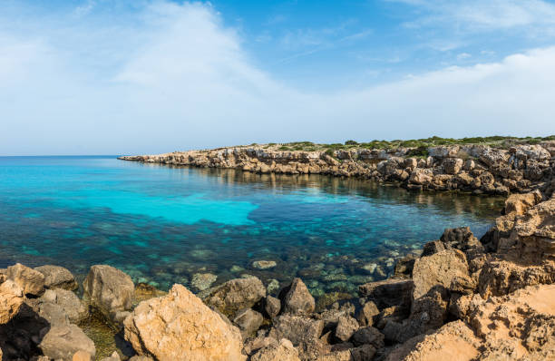 istock Bay in the Cape Greco nature park, Cyprus. Panoramic view. 1254147859