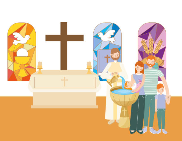 taufsakramentfeier - cross backgrounds christianity family stock-grafiken, -clipart, -cartoons und -symbole