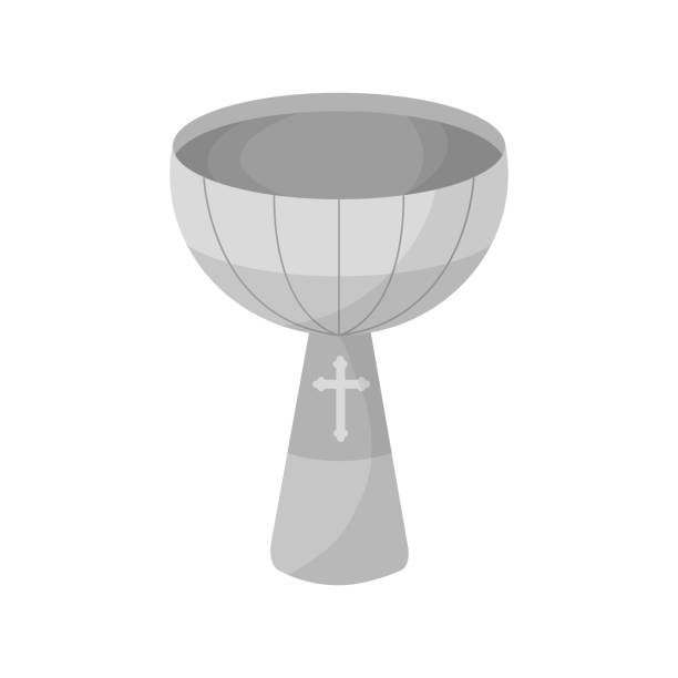 baptismal font cartoon gray stone baptismal font cartoon isolated. vector illustration baptismal font stock illustrations