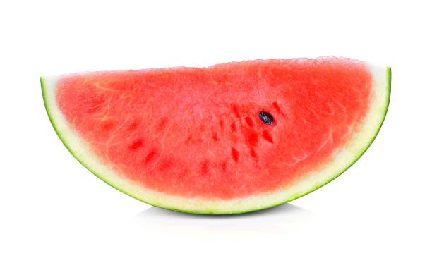 istock Sliced ripe watermelon isolated on white background 1254150309