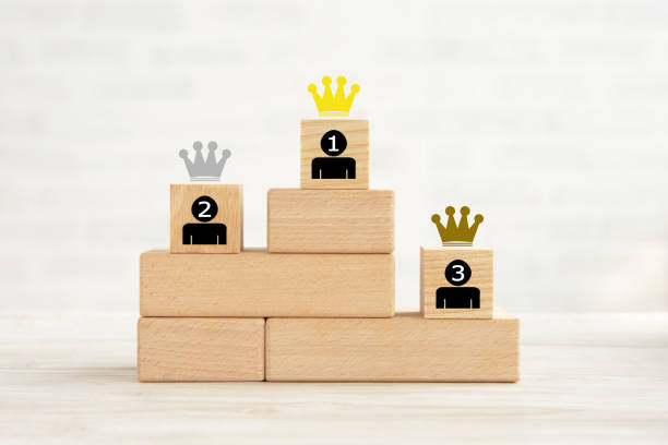 istock Podium composed by wooden blocks 1254153428