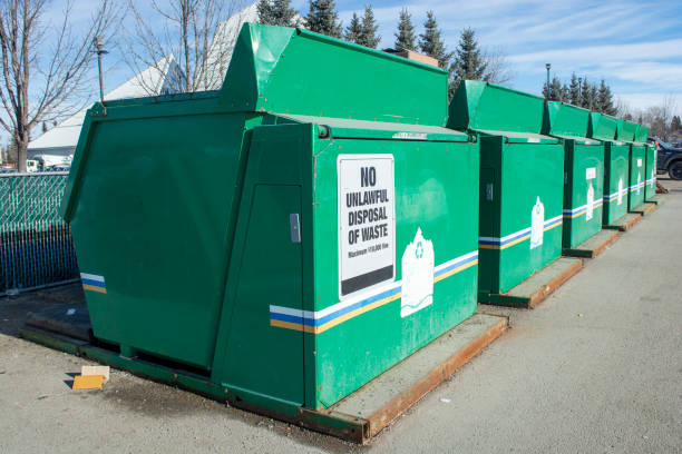 istock Large Community Recycling Bins - Containers in Park Lot 1254166523