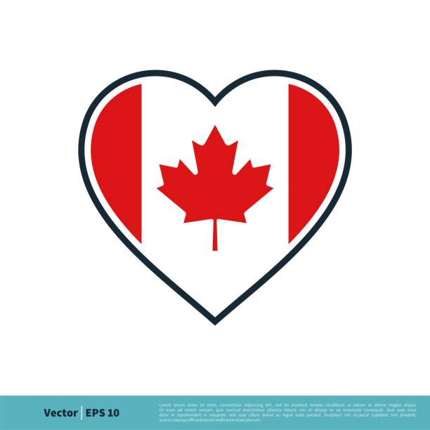 Love Canadian Flag Red Maple Leaf Icon Vector Logo Template Illustration Design. Vector EPS 10. Love Canadian Flag Red Maple Leaf Icon Vector Logo Template Illustration Design. Vector EPS 10. canadian flag maple leaf computer icon canada stock illustrations