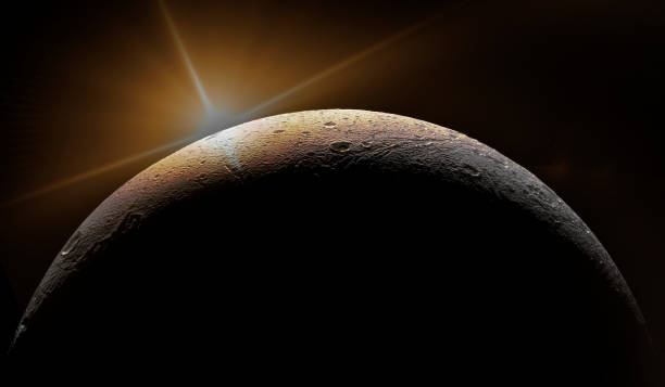 istock Saturn moon Dione eclipse. Copy space for your text. Elements of this image furnished by NASA. 1254175320