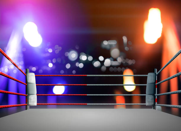 istock boxing ring with illumination by spotlights. 1254175429