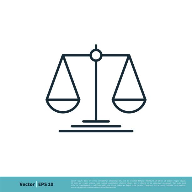 정의의 규모, 법, 변호사 아이콘 벡터 로고 템플릿 일러스트 디자인. 벡터 eps 10. - scales of justice stock illustrations
