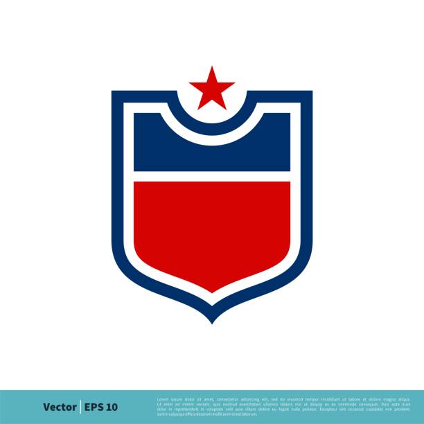 schild emblem sport team icon vektor logo vorlage illustration design. vektor eps 10. - mannschaftsfußball stock-grafiken, -clipart, -cartoons und -symbole