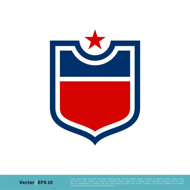 ilustraciones, imágenes clip art, dibujos animados e iconos de stock de diseño de ilustración de la plantilla de logotipo vectorial del icono del escudo del emblema del deporte. vector eps 10. - club de fútbol