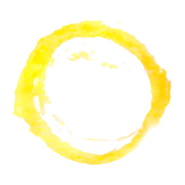 istock Vector watercolor circle, imprint of yellow on a white background, stock illustration for design and decoration, banner 1254179067