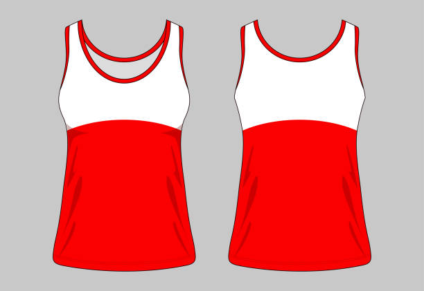 istock Tank Top Design White/Red Colors Vector For Women 1254187837