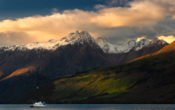 Early morning on lake Wakatipu in Glenorchy, New Zealand