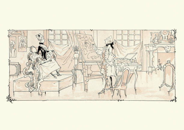 istock French aristocratic lady having portrait painted, 18th Century 1254193137