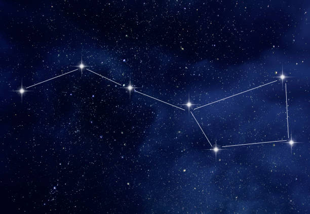 starry night sky with ursa major constellation or the great bear and the big dipper constellation - major imagens e fotografias de stock