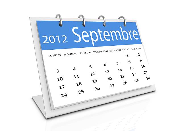 wrzesień 2012 r. - september calendar 2012 three dimensional shape zdjęcia i obrazy z banku zdjęć