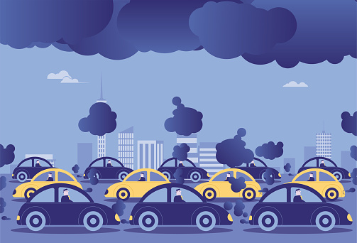 Automobile exhaust pollutes cities, saving energy and reducing emissions