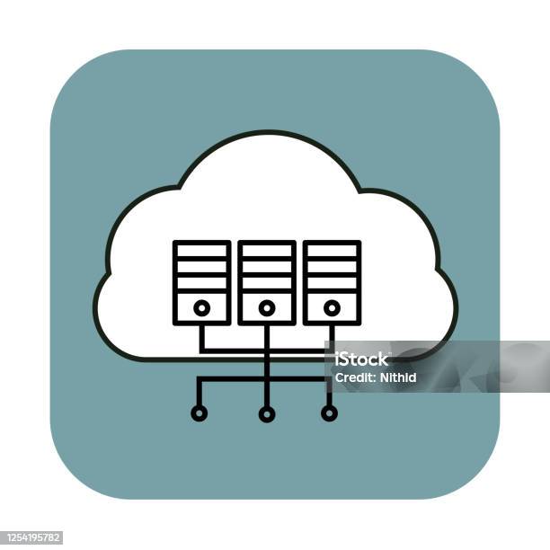 Cloud Shape With Server Computer On Green Background Vector ...