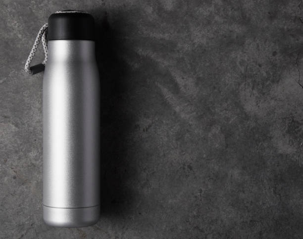 istock Reusable water bottle on a concrete background 1254195863