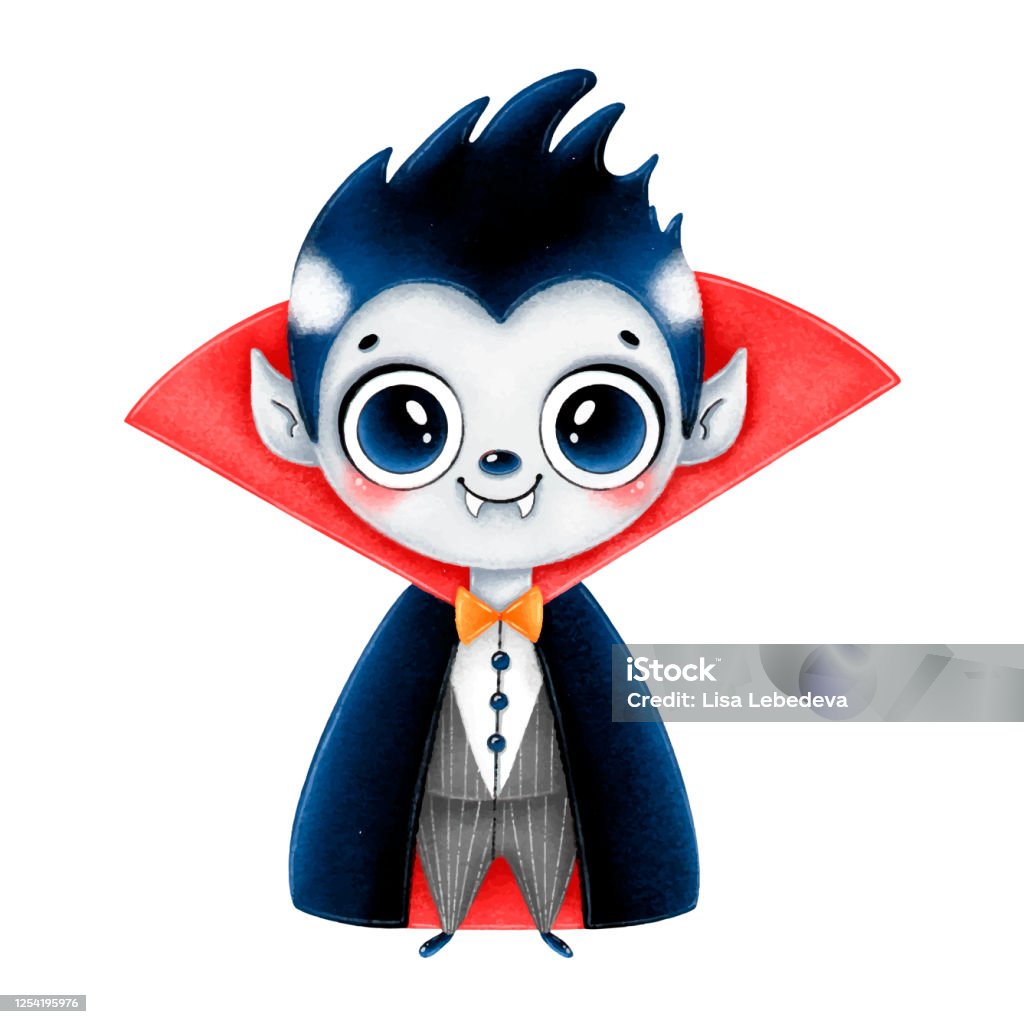 Illustration Of A Cute Cartoon Halloween Young Vampire In A Red Cloak  Isolated On A White Background Stock Illustration - Download Image Now -  iStock
