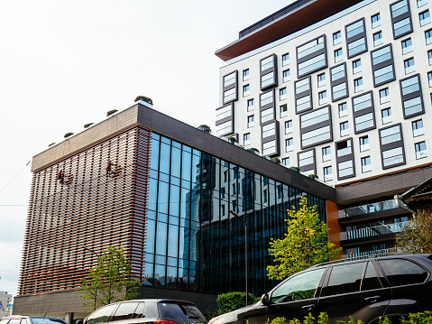 Yekaterinburg, Russia, August 13, 2019: the Kandinsky residential complex is located in the heart of Yekaterinburg at the intersection of Engels and Gogol streets