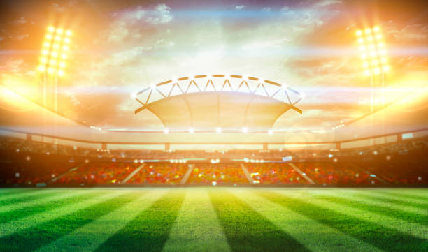 istock lights at night and football stadium 3D 1254197734