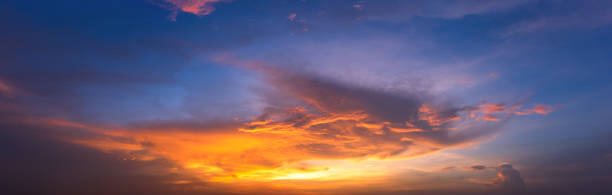istock Panorama sunset sky and beautiful cloud, background concept. 1254200776