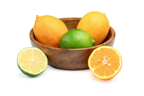 istock Fresh different citrus fruits isolated on white background. 1254208551