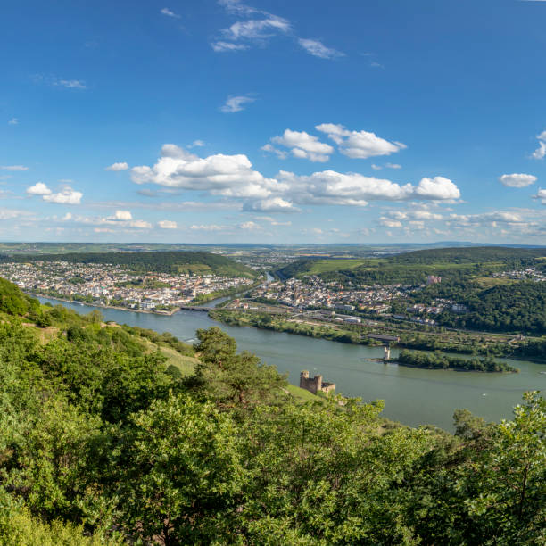 istock view to river Rhine and River Nahe at Ruedesheim 1254209278