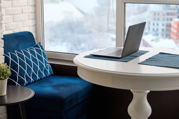 istock Home workplace in modern loft apartment 1254211361