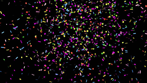 istock Colorful confetti on the black background. 1254211608