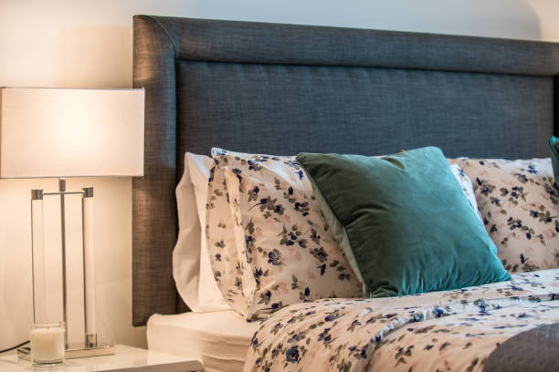 istock Cosy and comfortable cushions on a bed 1254211680