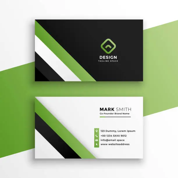 Vector illustration of stylish green professional business card design template