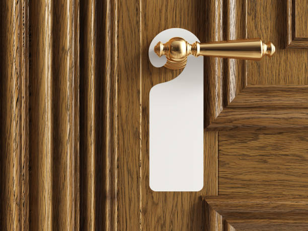 istock Luxury classic door with empty label 