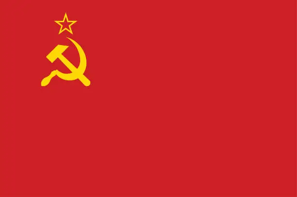 Vector illustration of Soviet Union flag, official colors and proportion correctly. Soviet Union flag.