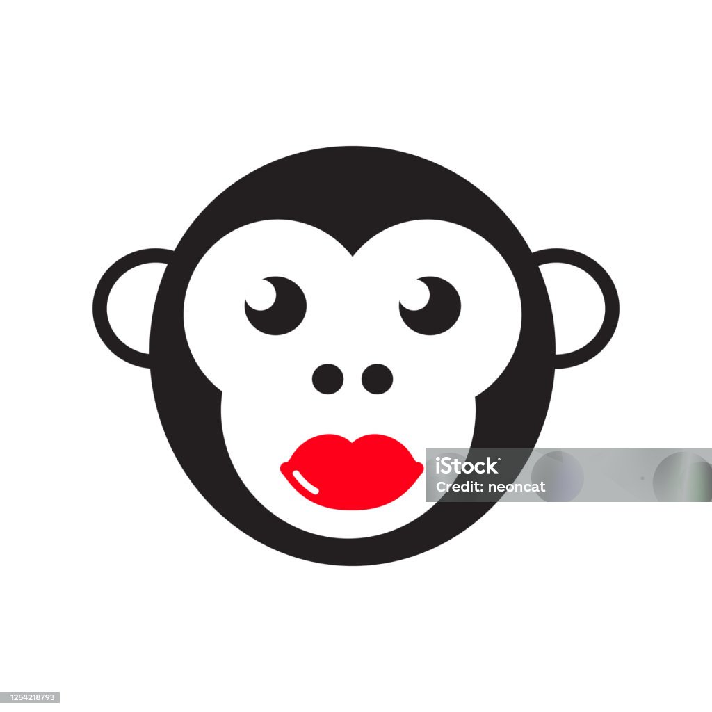 opdragelse Mild belønning Face Of A Monkey With Bright Red Lips Vector Illustration Stock  Illustration - Download Image Now - iStock