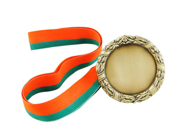 istock Gold medal with ribbon isolated 1254220742