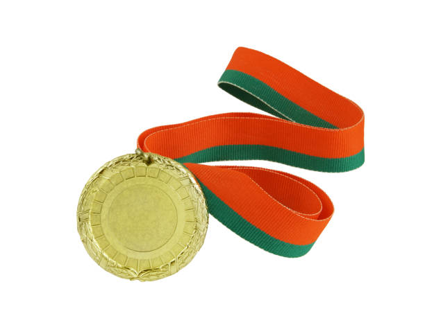 istock Gold medal with ribbon isolated 1254224148