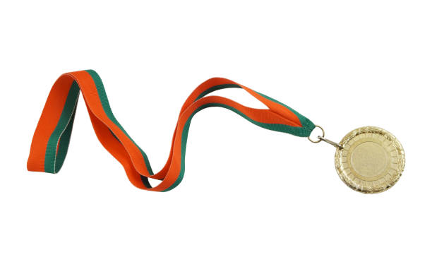 istock Gold medal with ribbon isolated 1254224165
