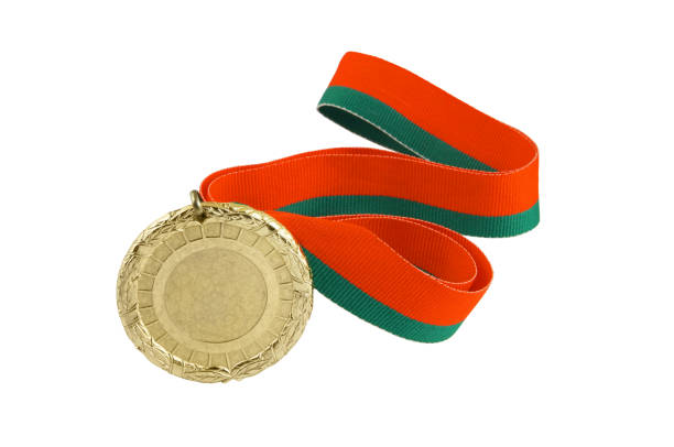 istock Gold medal with ribbon isolated 1254224189