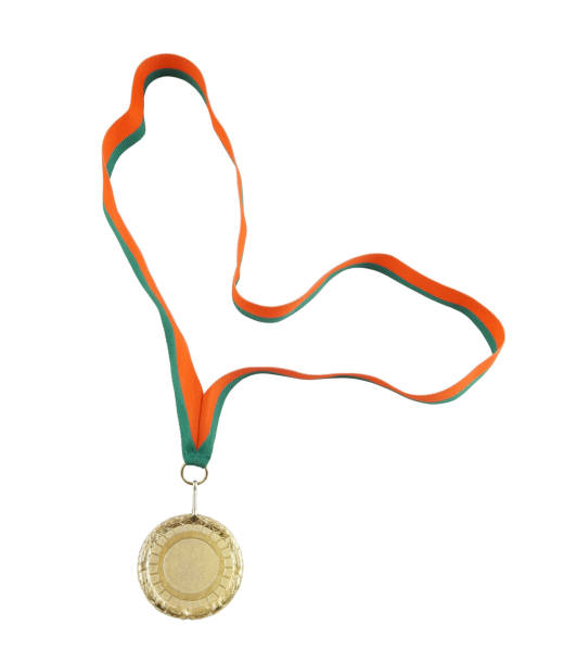 istock Gold medal with ribbon isolated 1254224191