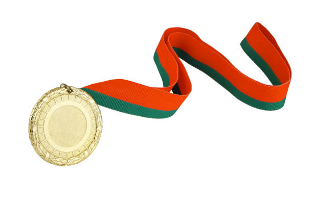 istock Gold medal with ribbon isolated 1254224193