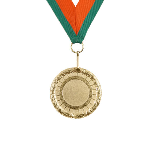 istock Gold medal with ribbon isolated 1254224195