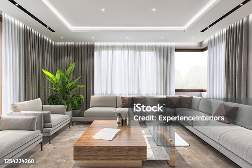 istock Modern luxury villa living room interior 1254224260