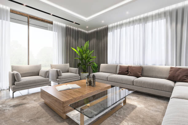 istock Modern luxury villa living room interior 1254224279