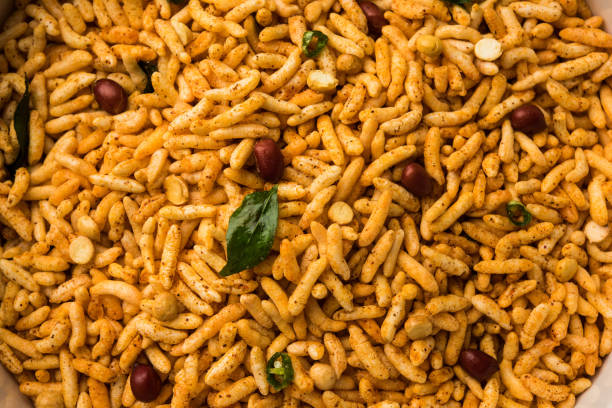 istock Bhadang or Puffed Rice Chivda or Maharashtrial Bhadang Chiwda served in a plate 1254224613