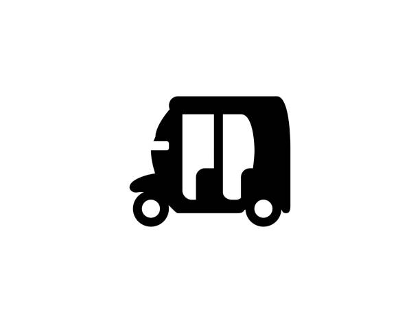 Auto Rickshaw vector icon. Isolated Tricycle oriental transport flat symbol - vector Auto Rickshaw vector icon. Isolated Tricycle oriental transport flat symbol - vector auto rickshaw taxi india stock illustrations