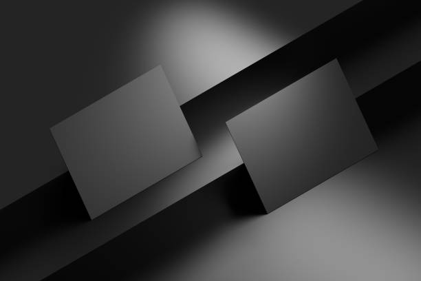 istock Isometric arrangemnet of two black business cards 1254237724