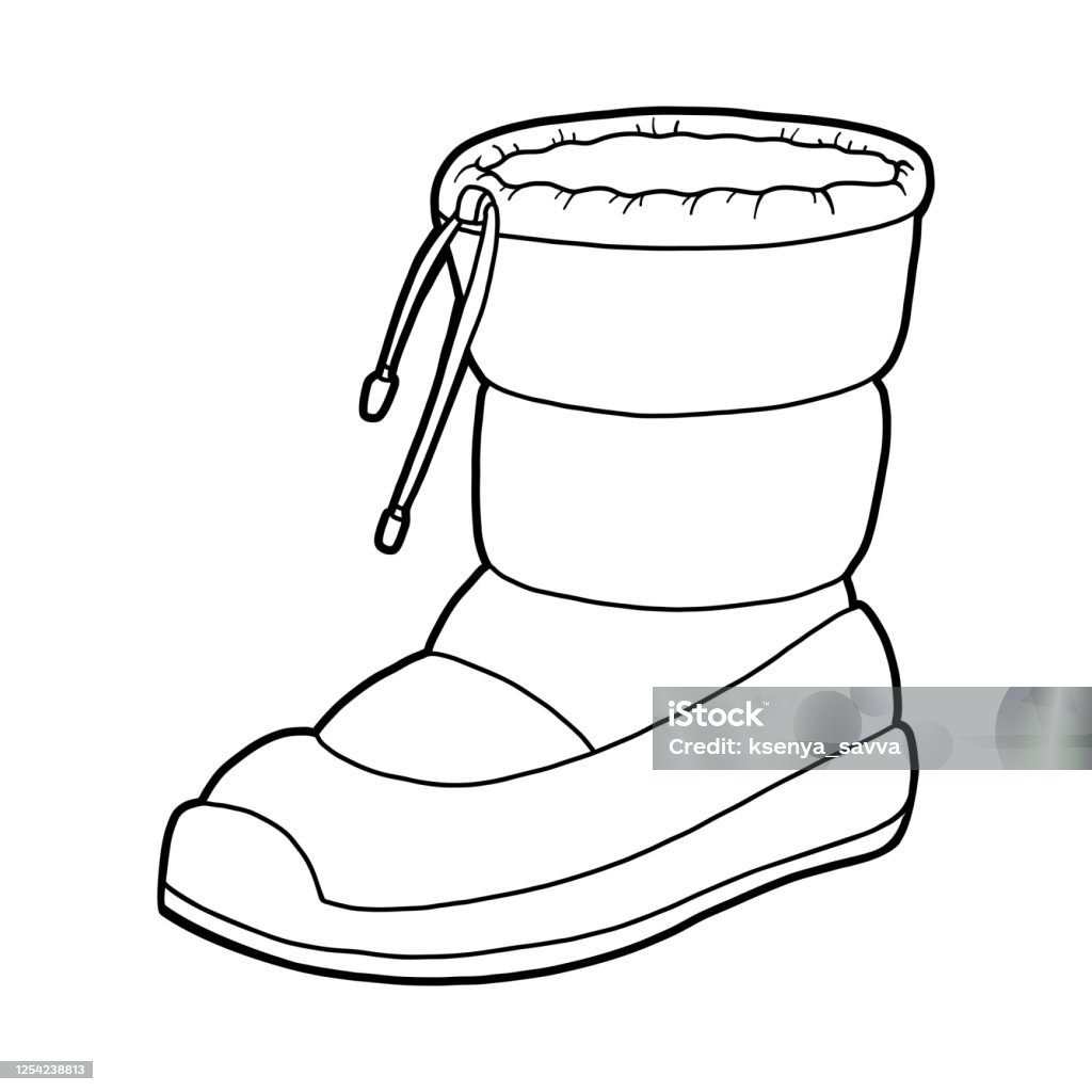 Coloring Book Cartoon Shoe Collection Waterproof Snow Boot Stock ...